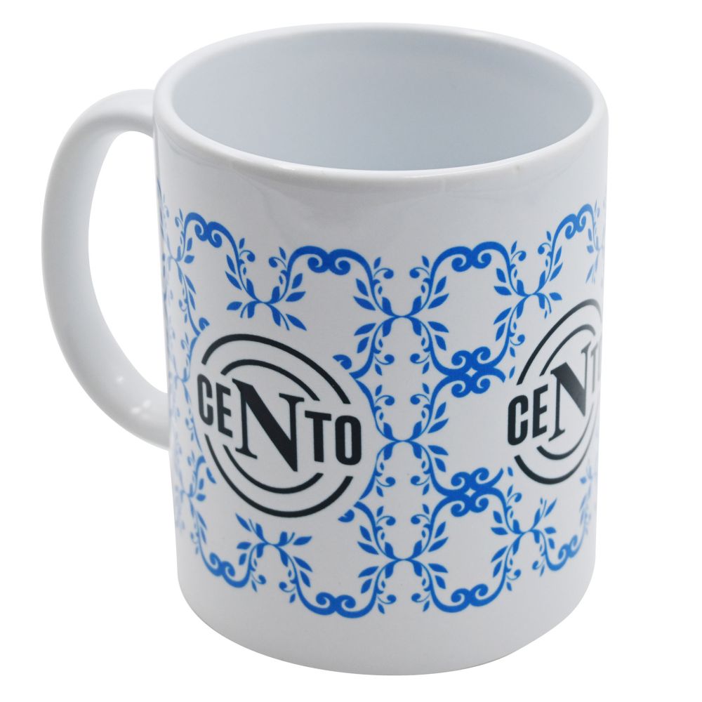 TAZZA IN CERAMICA STAMPA IN AZZURRO E LOGO BLU NAPOLI CENTO