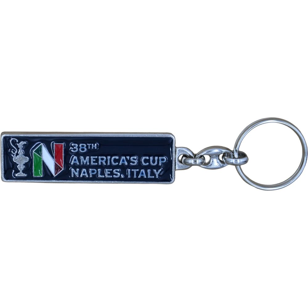 PORTACHIAVI AMERICA'S CUP 38 RETTANGOLARE SFONDO BLU NAVY SCRITTE ARGENT