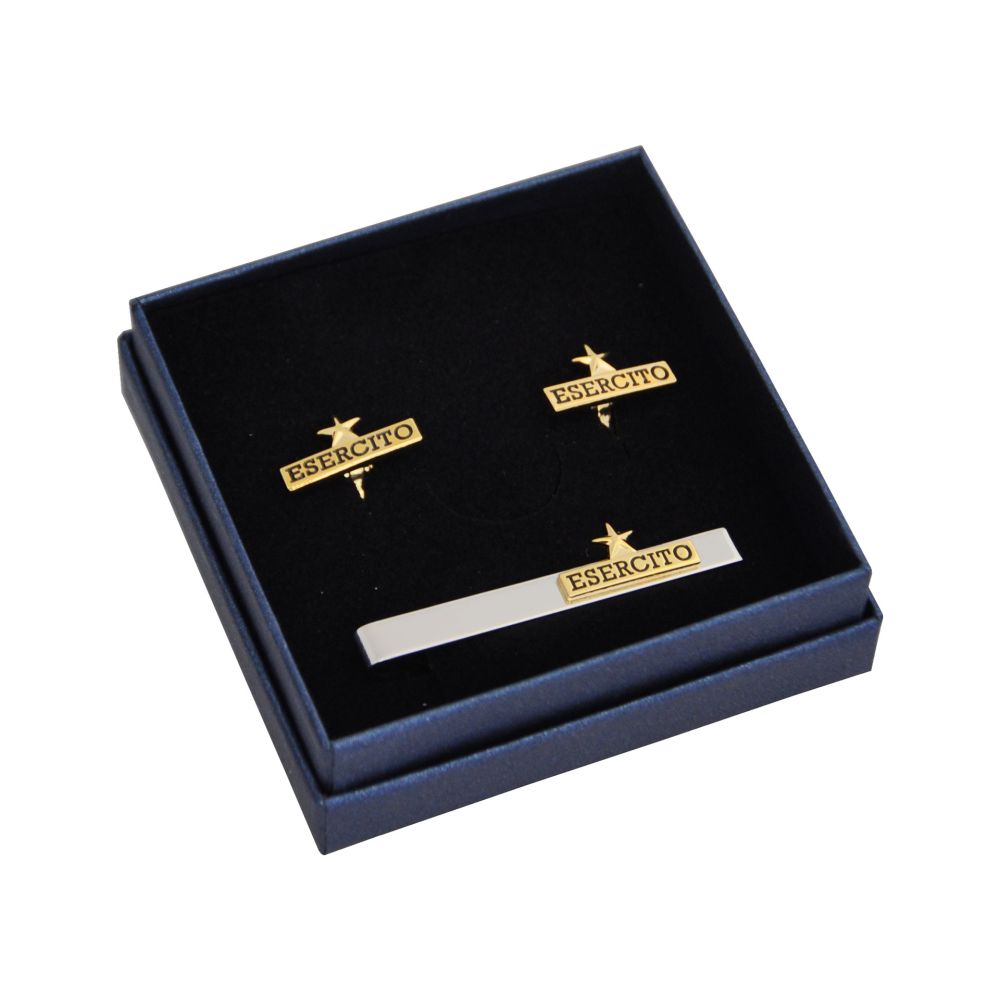 SET GEMELLI E FERMACRAVATTA LOGO ESERCITO ITALIANO