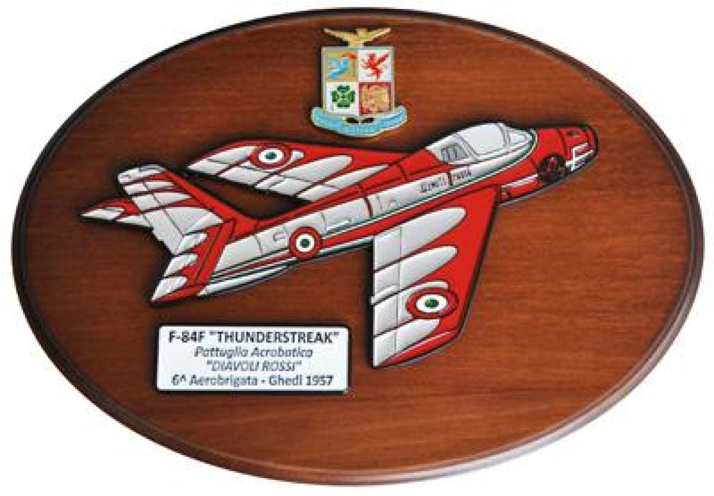 CREST IN METALLO SMALTATO A.M. F-84F THUNDERSTREAK DIAVOLI ROSSI