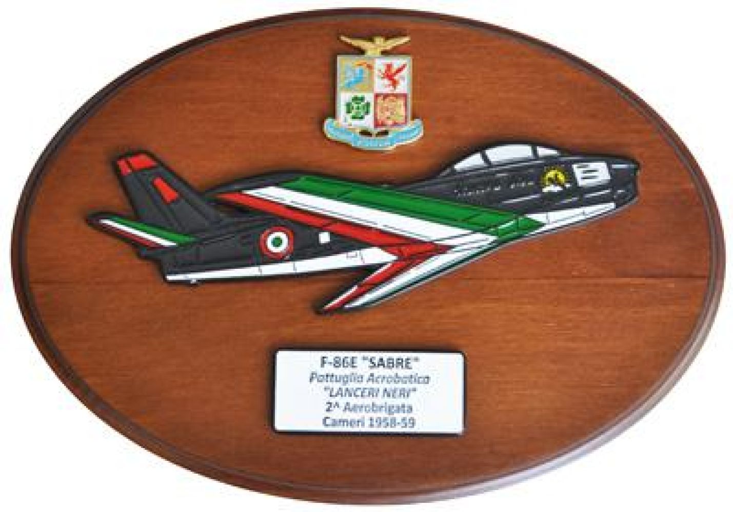 CREST IN METALLO SMALTATO A.M. F-86E SABRE LANCERI NERI
