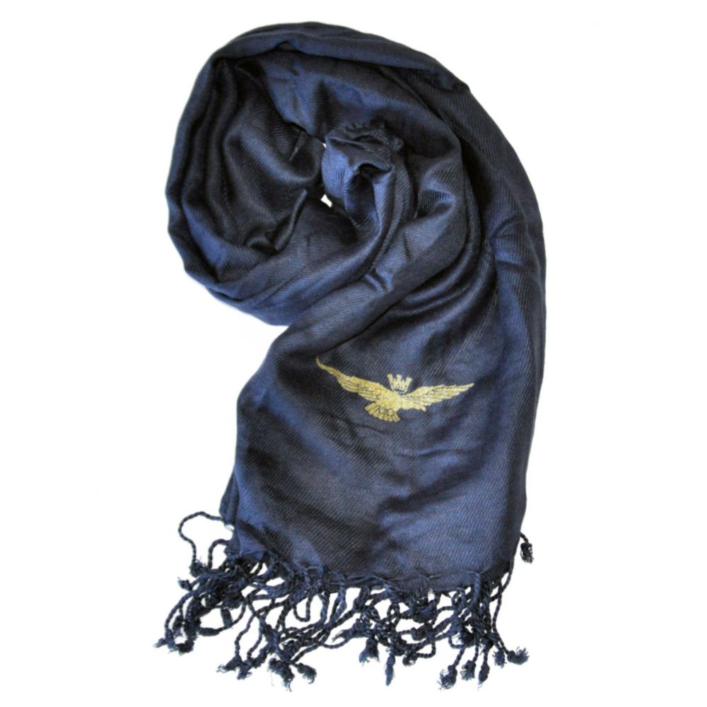 PASHMINA BLU CON AQUILA DORATA