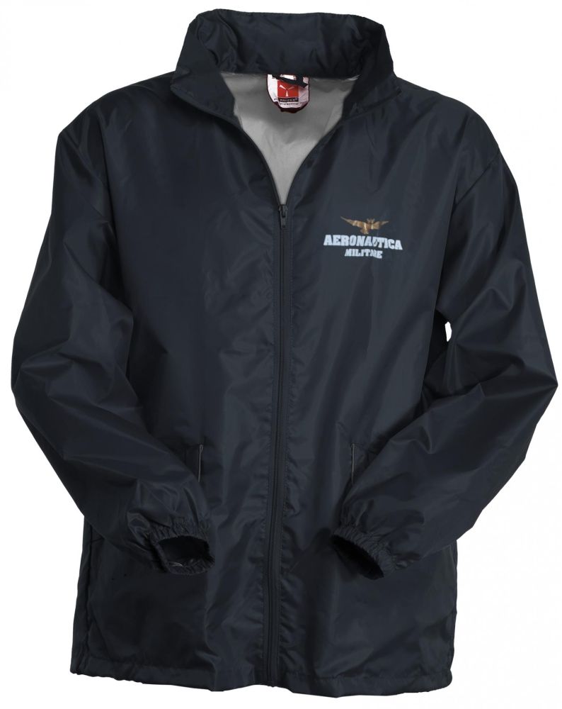 K-WAY ANTIVENTO BLU NAVY, CON CAPPUCCIO A SCOMPARSA, DUE TASCHE A.M.