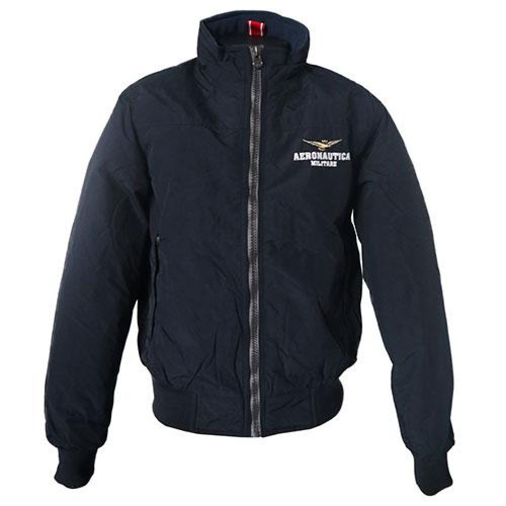 GIUBBINO ANTIVENTO BLU NAVY RICAMO FRONTALE CON RIB ELASTICIZZATO, DUE TASCHE, INTERNO IMBOTTITO A.M.