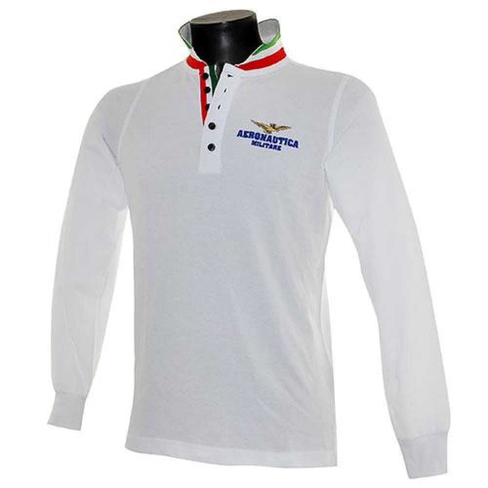 POLO IN COTONE MANICHE LUNGHE BIANCA A.M.