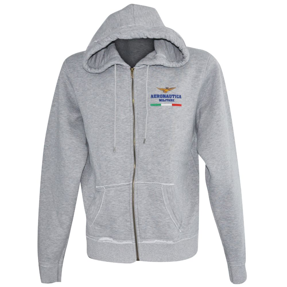 FELPA GRIGIA CON CAPPUCCIO E ZIP A.M.