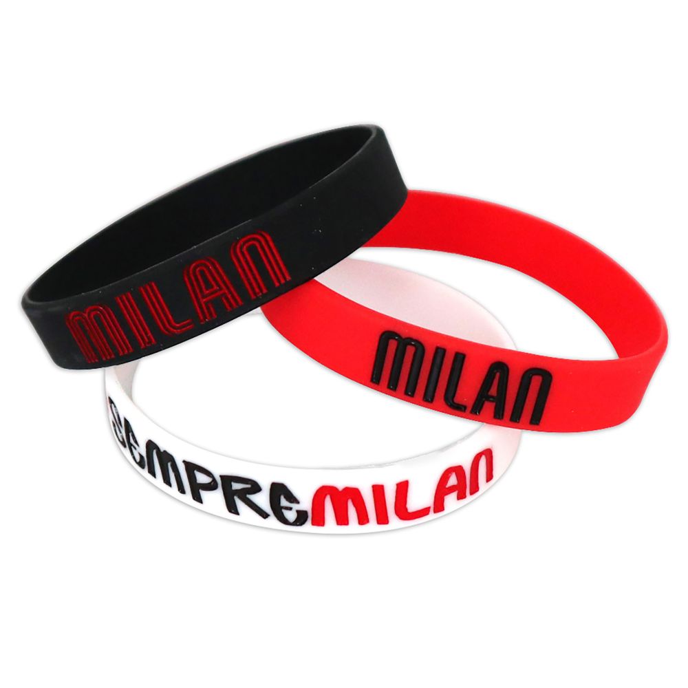 TRIS BRACCIALETTI IN SILICONE AC MILAN