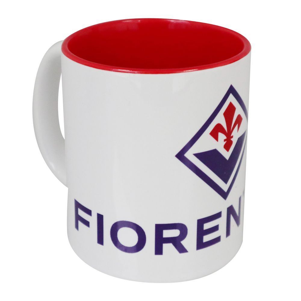 TAZZA IN CERAMICA LOGO E SCRITTA FIORENTINA INTERNO ROSSO