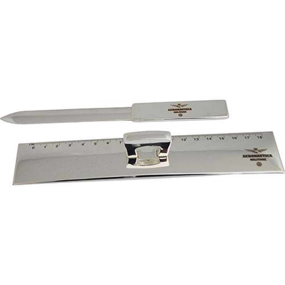 SET DUE PEZZI TAGLIACARTE E RIGHELLO (SILVER PLATED) A.M.