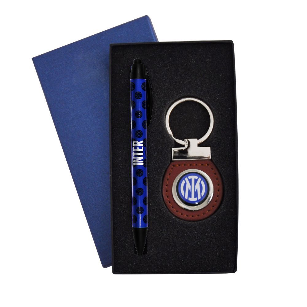 SET PENNA E PORTACHIAVI CON LOGO UFFICIALE INTER IN SCATOLA DI CARTONCIN