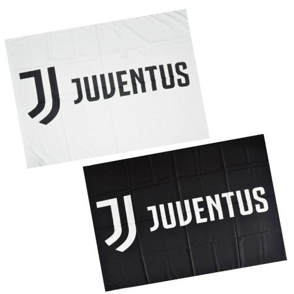 BANDIERA SENZA ASTA JUVENTUS CON LOGO GIALLO 100 X 140 CM
