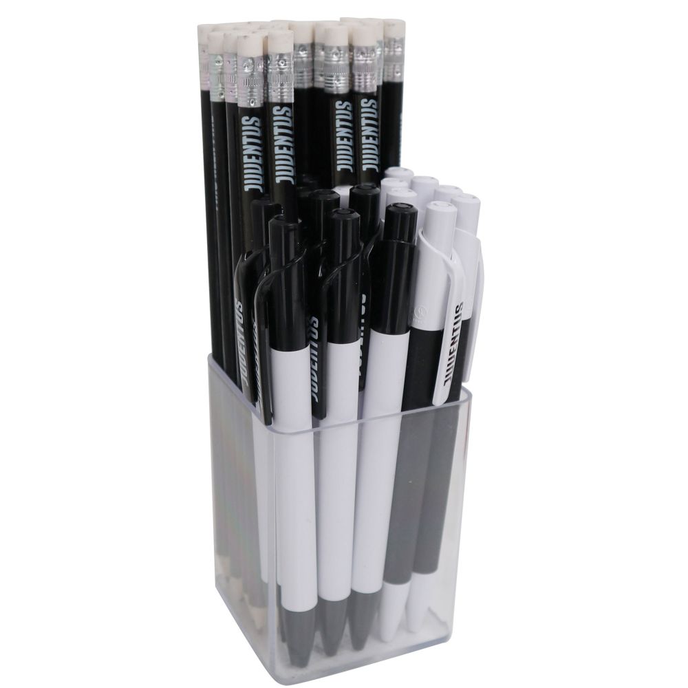 KIT CON 30 MATITE CON GOMMINO E 16 PENNE JUVENTUS