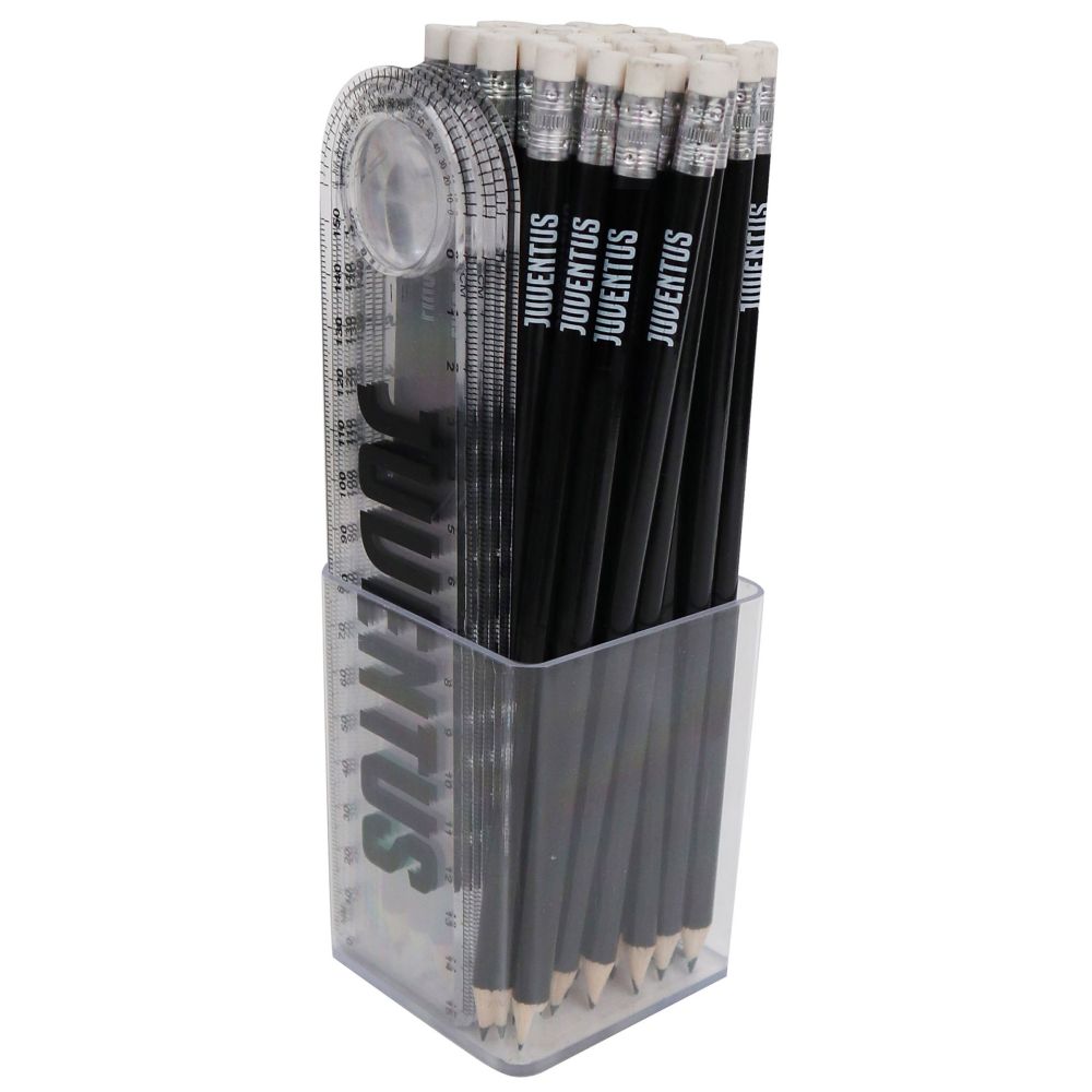 KIT CON 12 RIGHELLI ASSORTITI E 38 MATITE JUVENTUS