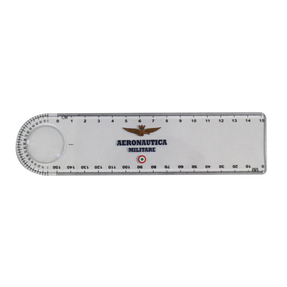 RIGHELLO TRASPARENTE A.M. 15 CM CON LENTE D'INGRADIMENTO, DIMENSIONI 18X