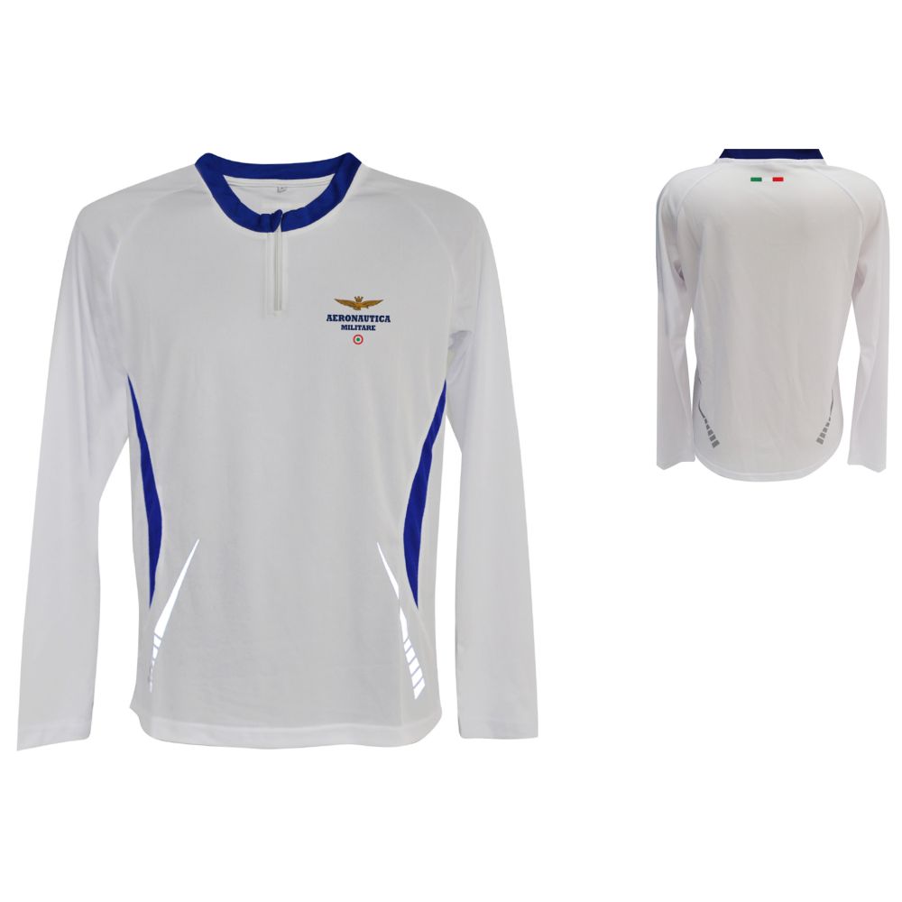 T-SHIRT MANICA LUNGA CON ZIP, LOGO STAMPATO, 100% POLIESTERE A.M.