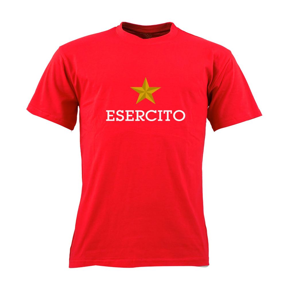 T-SHIRT COTONE MANICA CORTA ROSSA ESERCITO
