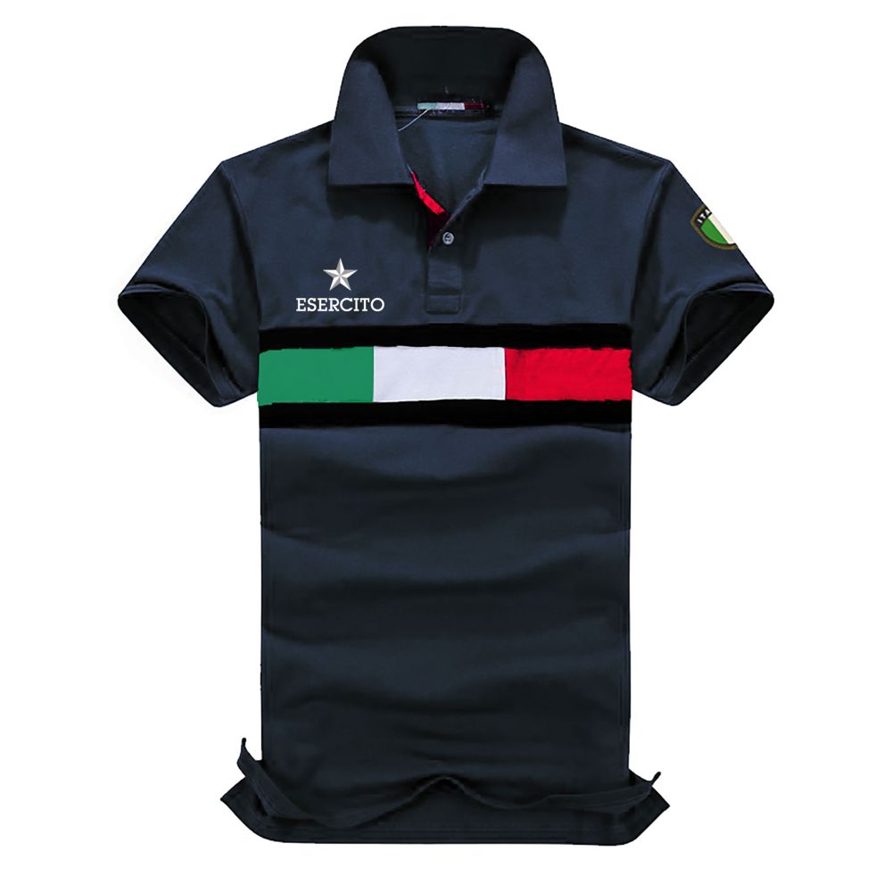POLO MANICHE CORTE BLU 100% COTONE TG L ESERCITO