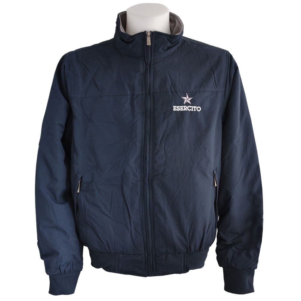 GIUBBINO ANTIVENTO BLU NAVY RICAMO FRONTALE CON RIB ELASTICIZZ, DUE TASCHE, INTERNO IMBOTTITO, ESERCITO