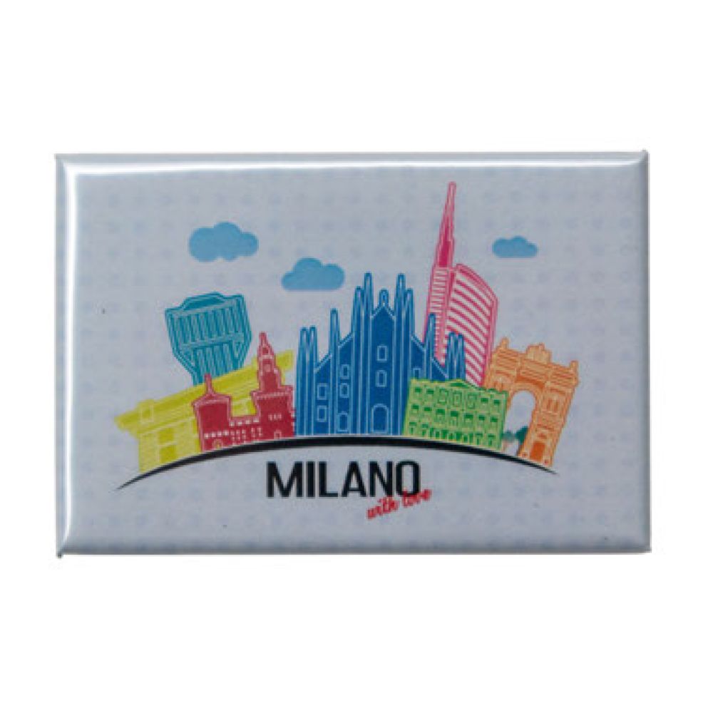 MAGNETE STAMPATO E PLASTIFICATO 7,8X5,3 CM MILANO WITH LOVE