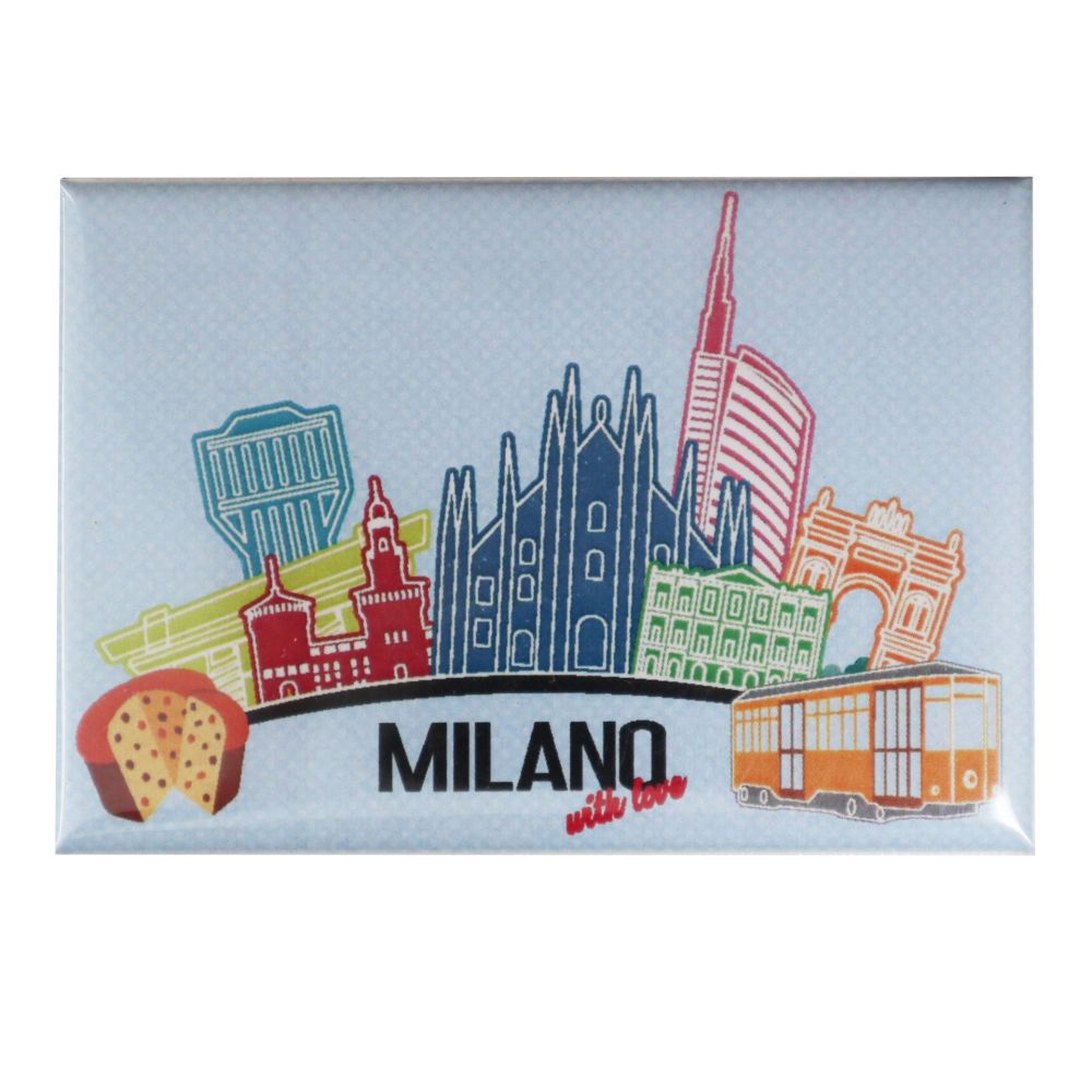 MAGNETE STAMPATO E PLASTIFICATO 7,8X5,3 CM MILANO WITH LOVE