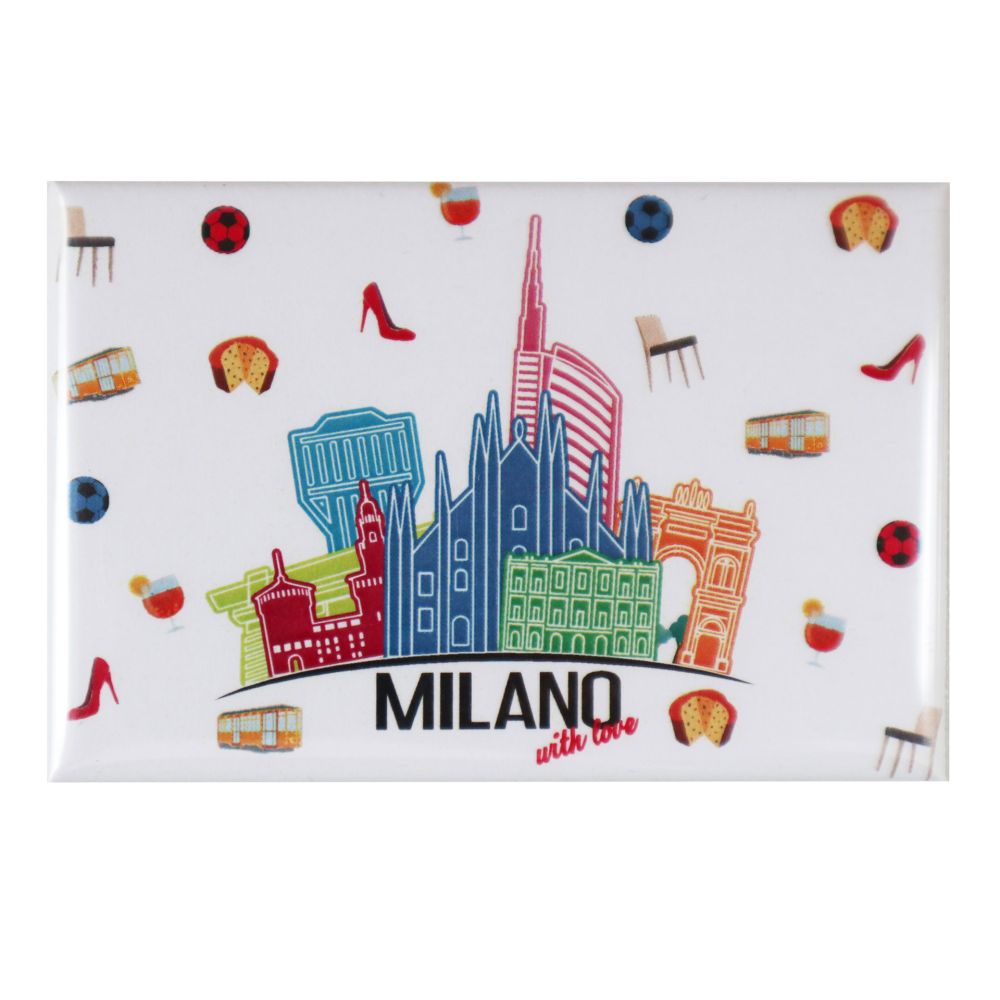 MAGNETE STAMPATO E PLASTIFICATO 7,8X5,3 CM MILANO WITH LOVE