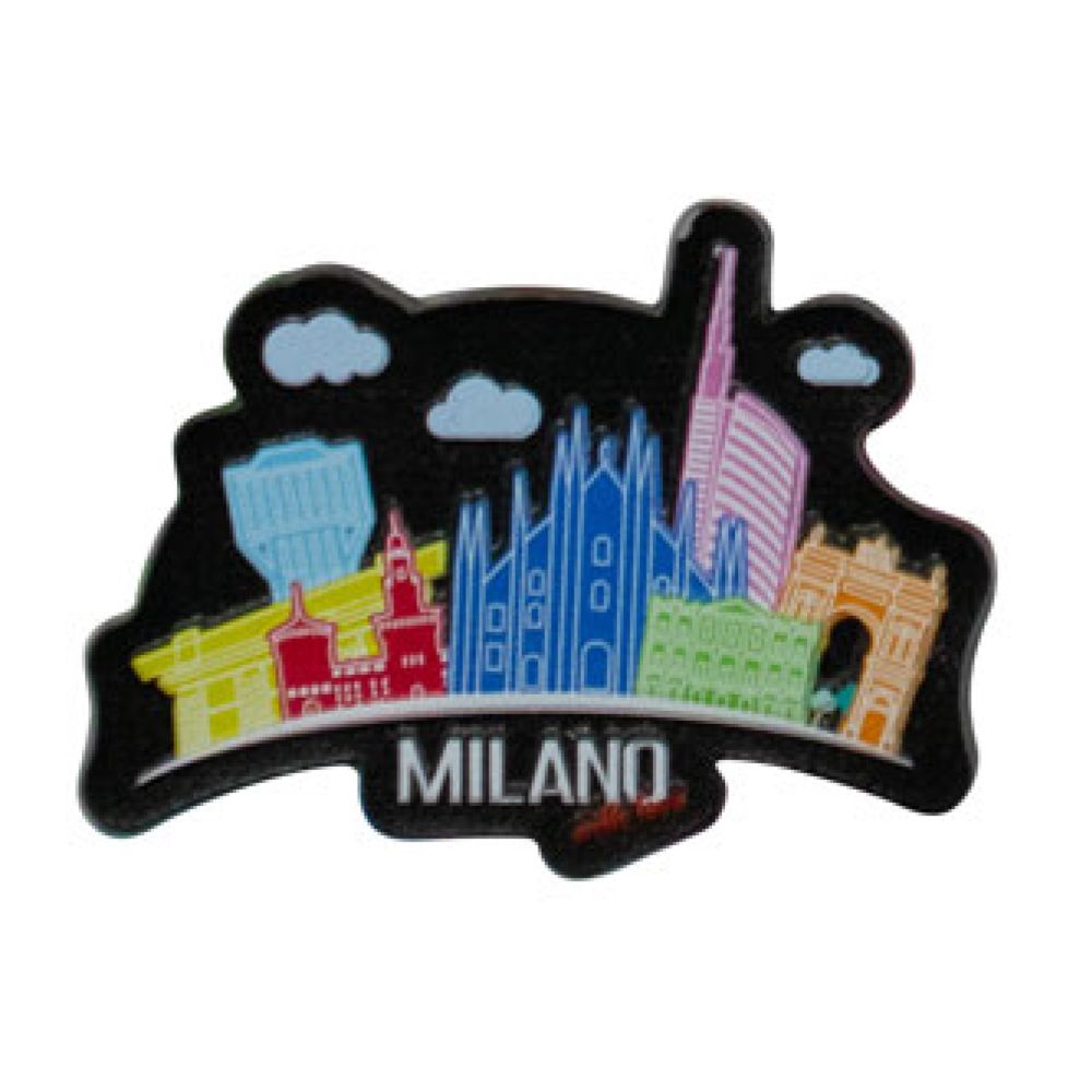 MAGNETE IN METALLO FONDO NERO MILANO WITH LOVE