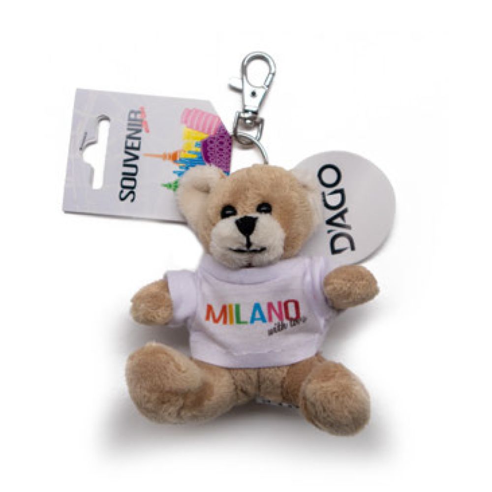 ORSETTO DI PELUCHE 100% POLIESTERE H. 8 CM CON GANCIO PORTACHIAVI