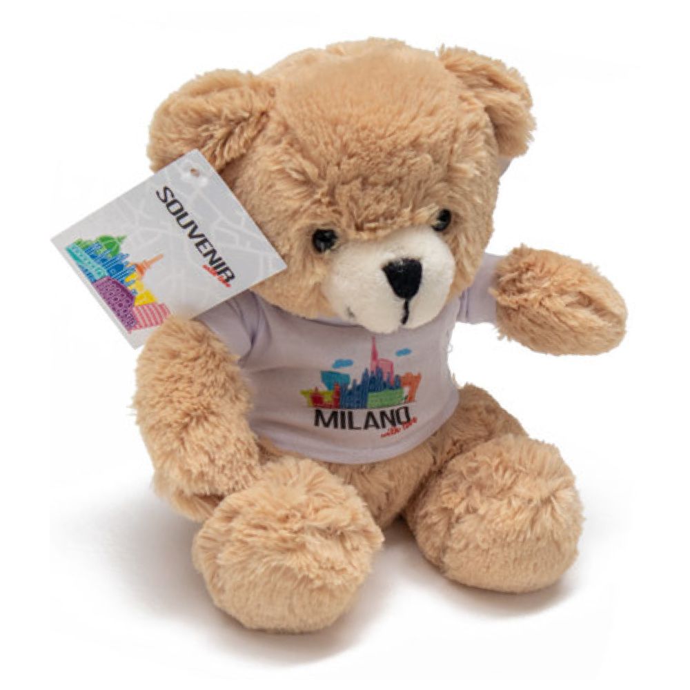 ORSETTO DI PELUCHE 100% POLIESTERE H. 18 CM CON T-SHIRT MILANO WITH LOVE