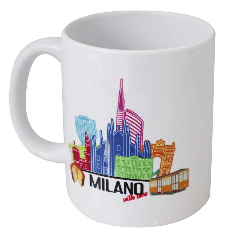 MUG IN CERAMICA INTERNO BIANCO STAMPA MILANO WITH LOVE