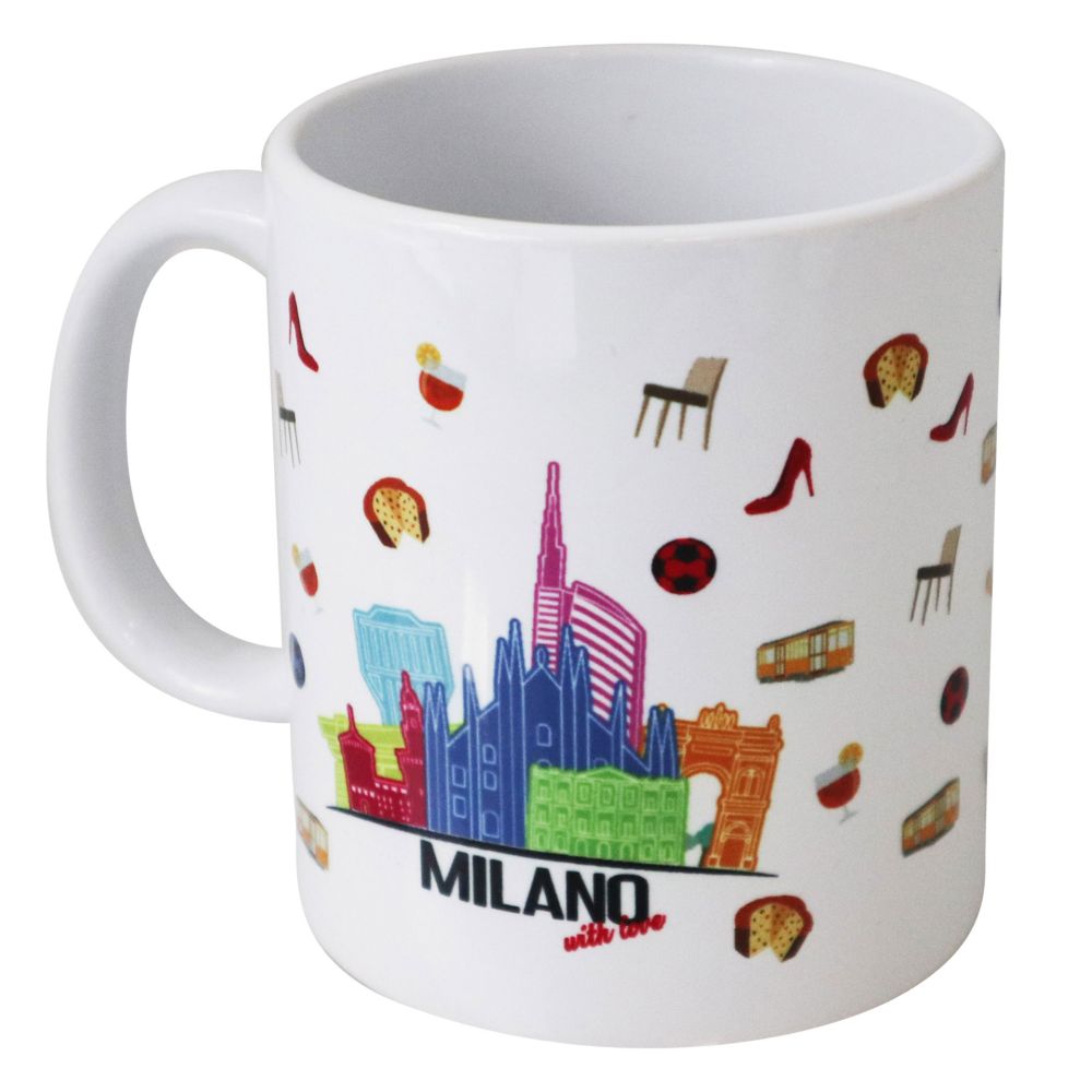 MUG IN CERAMICA INTERNO BIANCO STAMPA MILANO WITH LOVE
