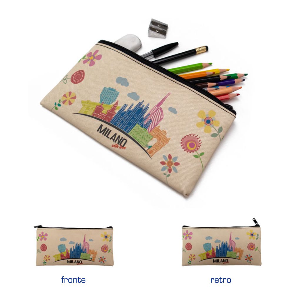 PORTAPENNE IN ECOPELLE PU BEIGE 20X9 CM MILANO WITH LOVE