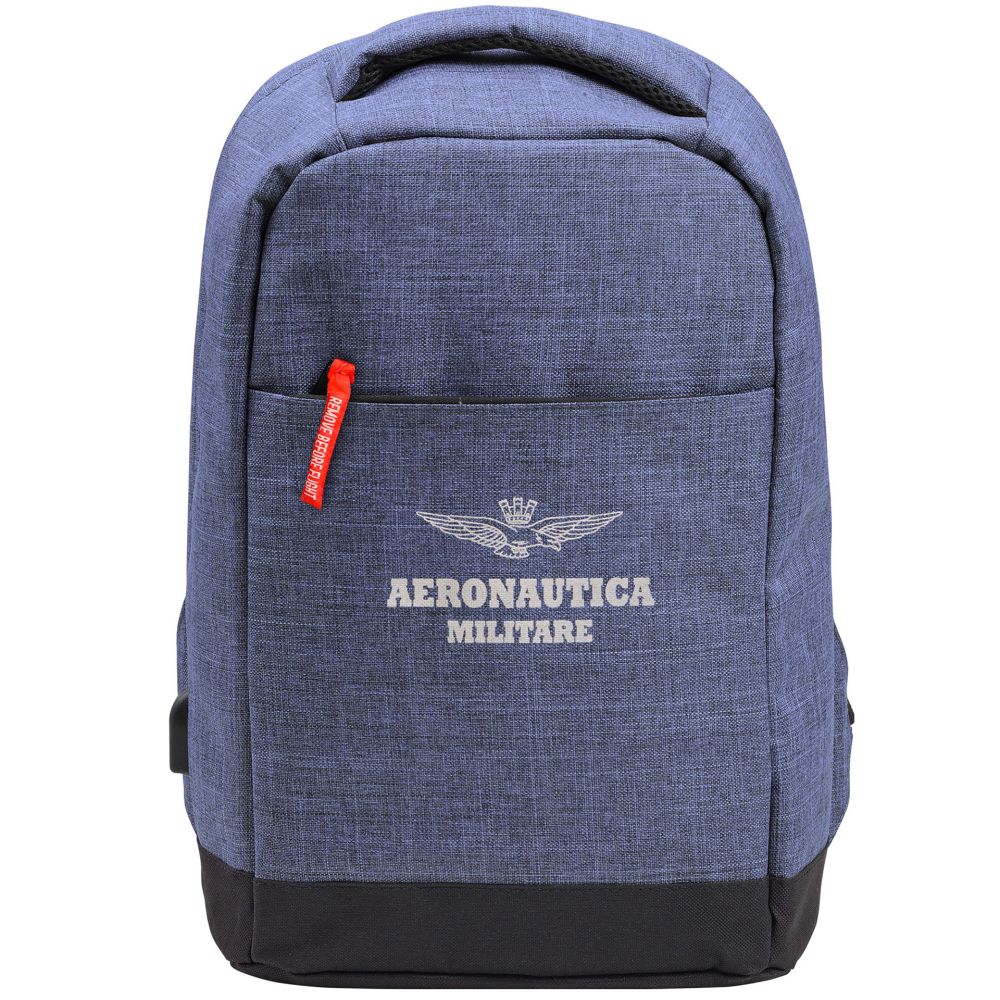 ZAINO BLU ANTI-FURTO A.M. IN POLIESTERE CON SUPPORTO IN PVC, SCOMPARTO P