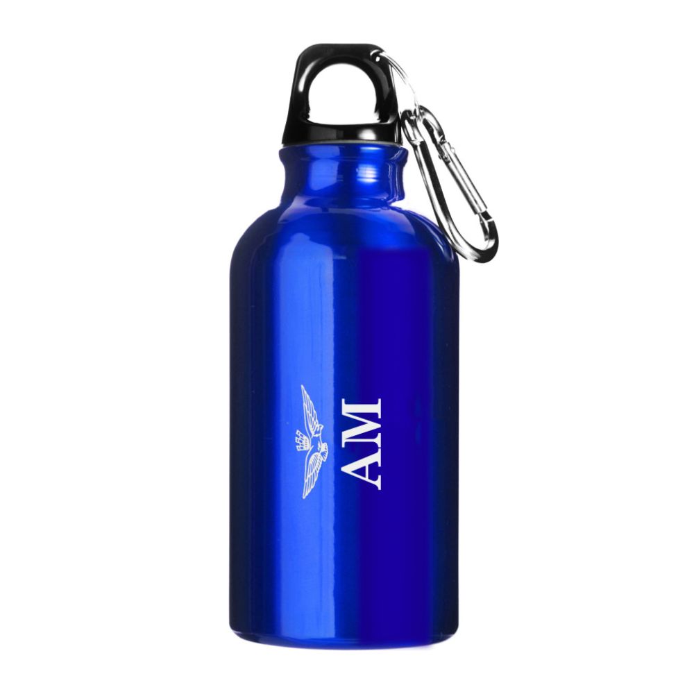 BORRACCIA BLU IN ALLUMINIO CON MOSCHETTONE 400 ML A.M.