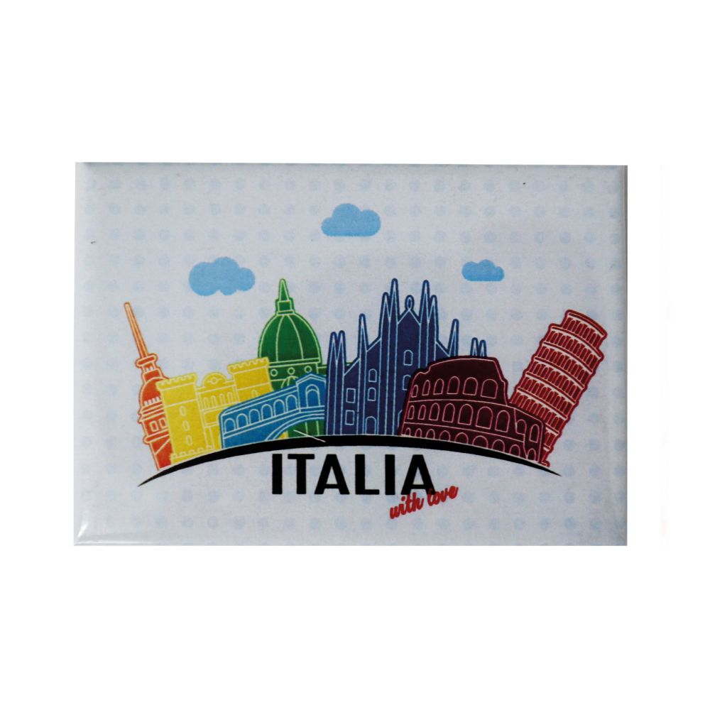 MAGNETE STAMPATO E PLASTIFICATO 7,8X5,3 CM ITALIA WITH LOVE