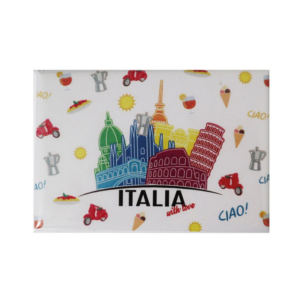 MAGNETE STAMPATO E PLASTIFICATO 7,8X5,3 CM ITALIA WITH LOVE