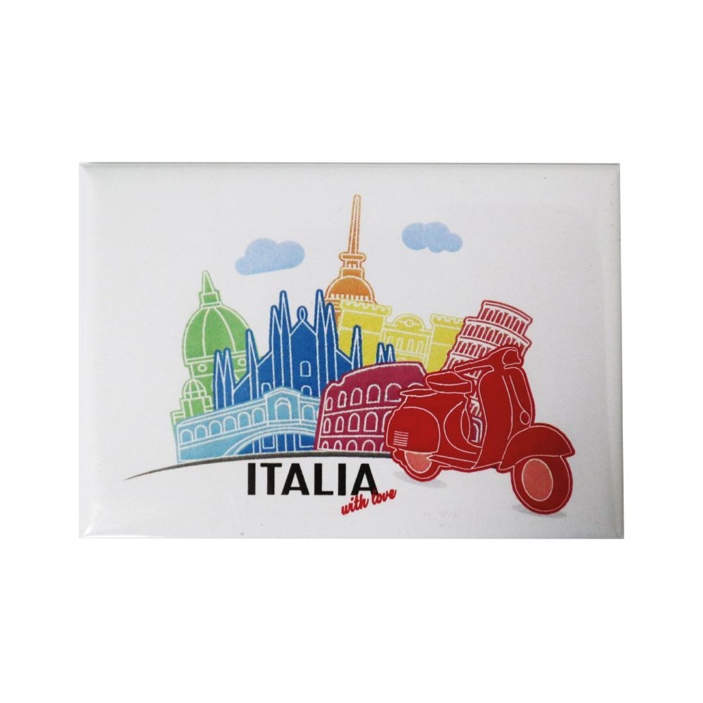 MAGNETE STAMPATO E PLASTIFICATO 7,8X5,3 CM ITALIA WITH LOVE