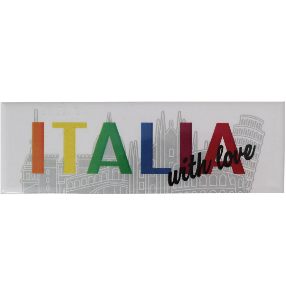 MAGNETE STAMPATO E PLASTIFICATO 11,5X3,7 CM ITALIA WITH LOVE
