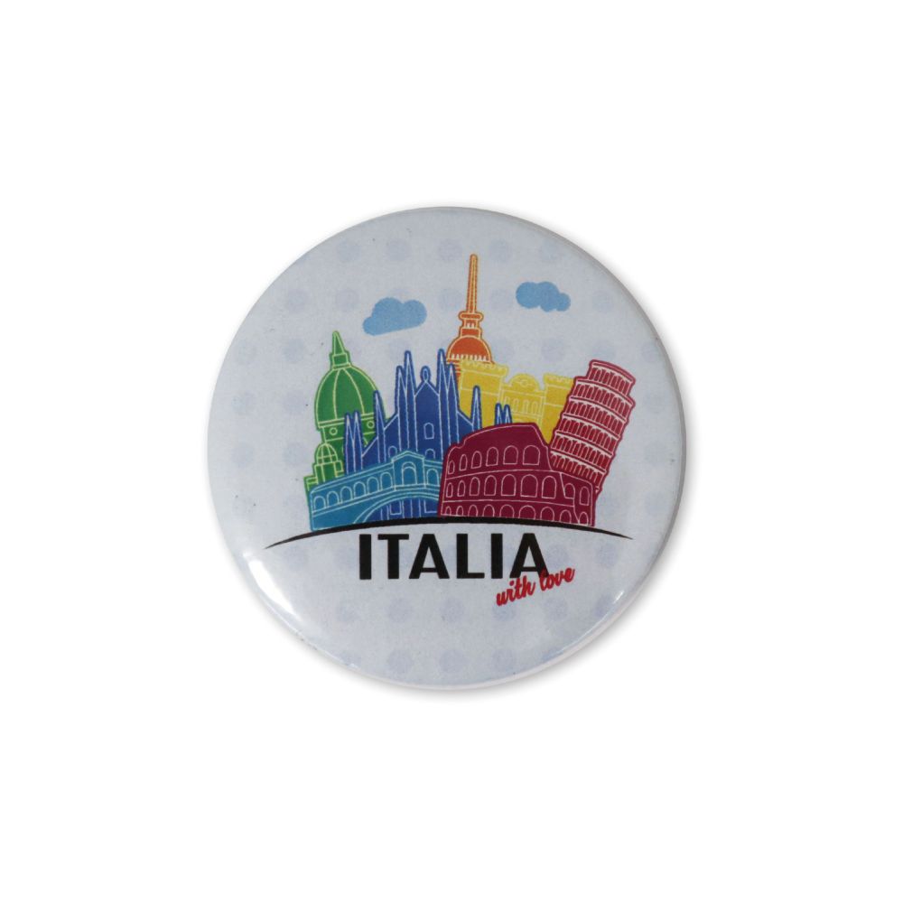 MAGNETE ROTONDO STAMPATO E PLASTIFICATO DIAM.5 CM ITALIA WITH LOVE