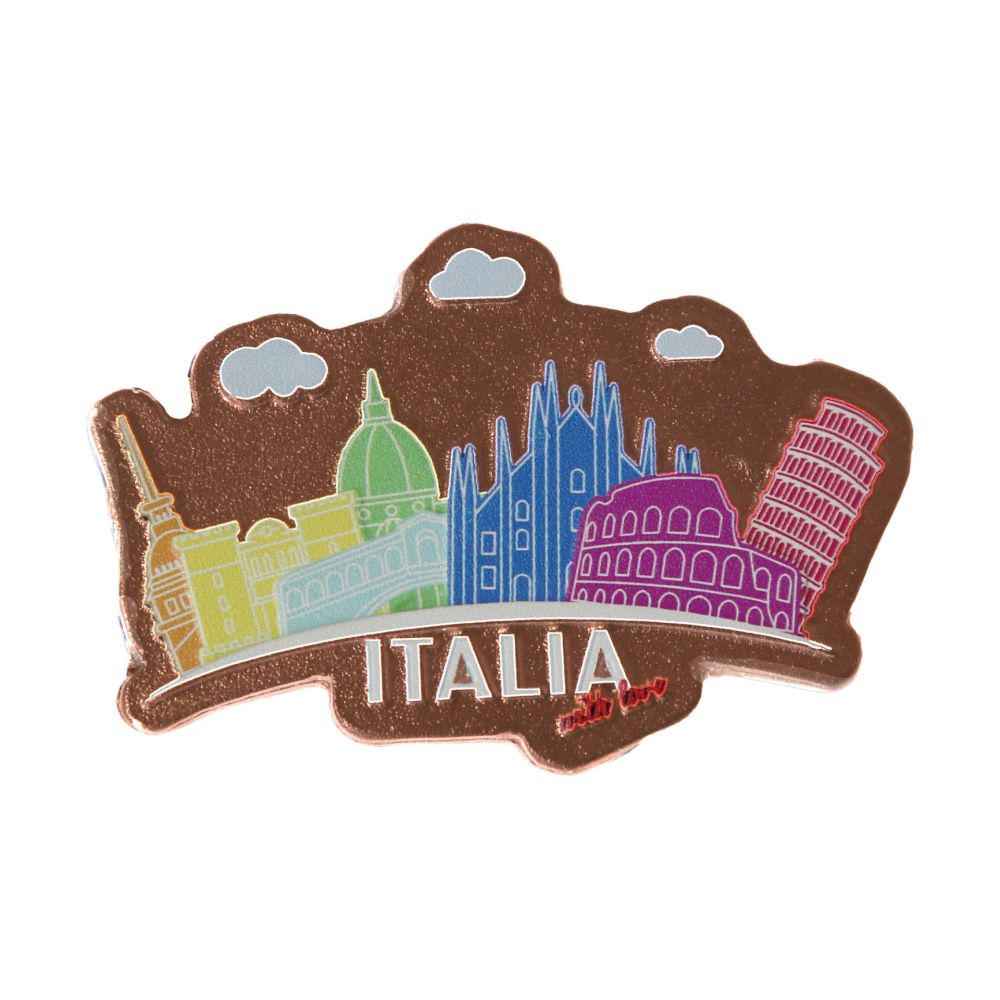 MAGNETE IN METALLO FONDO NICHEL ITALIA WITH LOVE