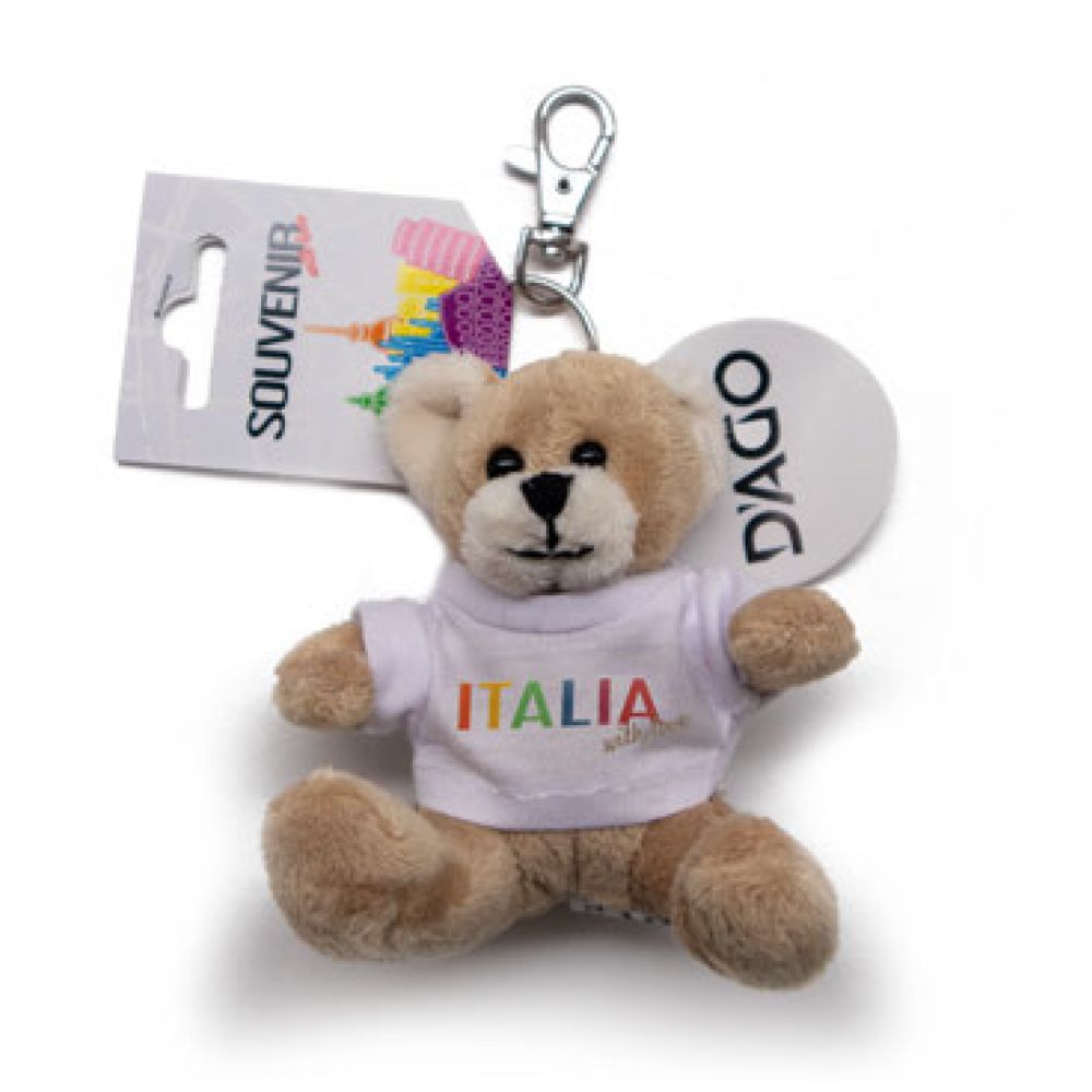 ORSETTO DI PELUCHE 100% POLIESTERE H. 8 CM CON GANCIO PORTACHIAVI