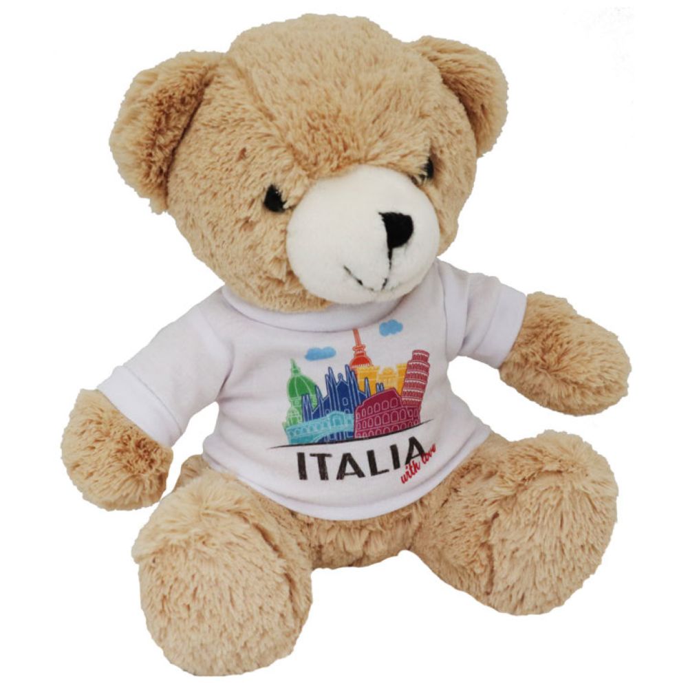 ORSETTO DI PELUCHE 100% POLIESTERE H. 24 CM CON T-SHIRT PERSONALIZZATA