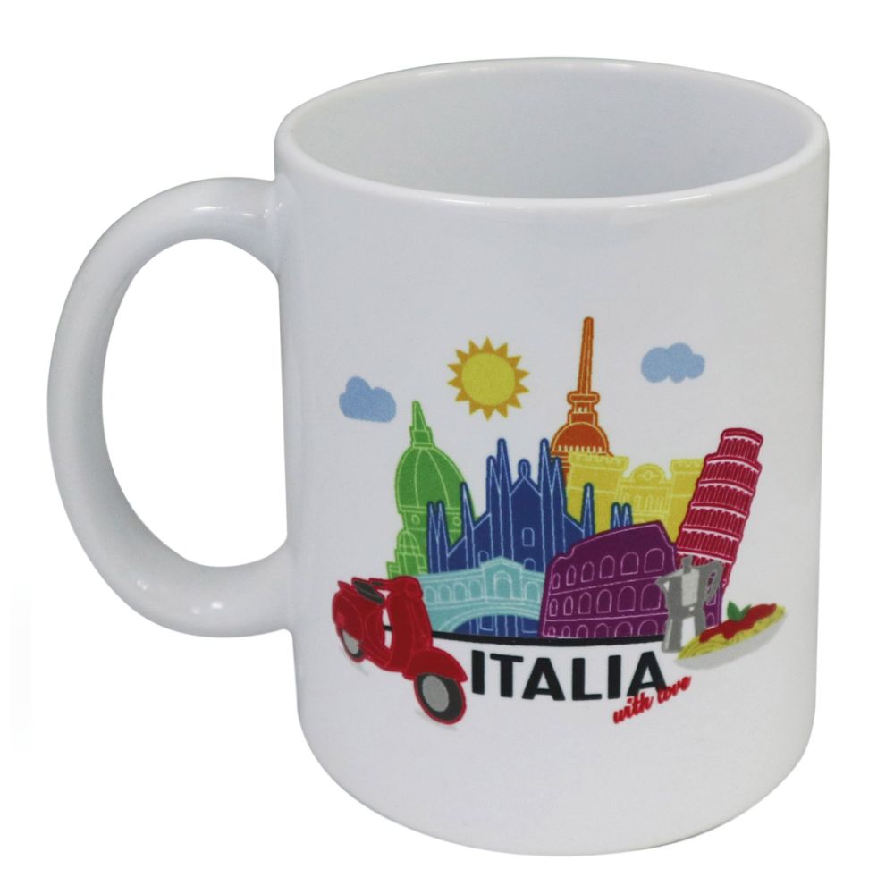 MUG IN CERAMICA INTERNO BIANCO STAMPA ITALIA WITH LOVE