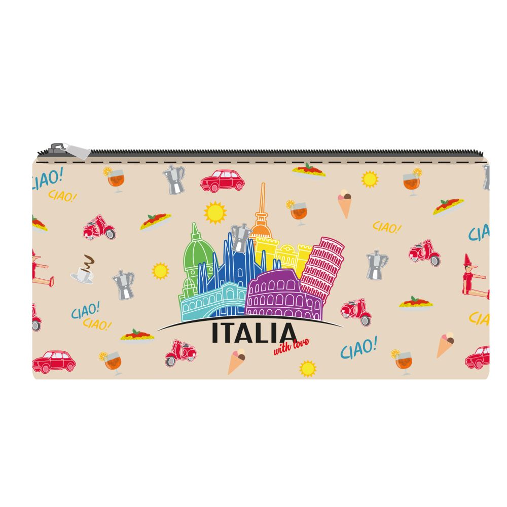 PORTAPENNE IN ECOPELLE PU BEIGE 20X9 CM ITALIA WITH LOVE