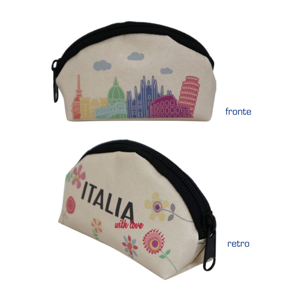 PORTAMONETE FORMA DI MEZZALUNA IN PU BEIGE 10,5X7X5 CM ITALIA WITH LOVE