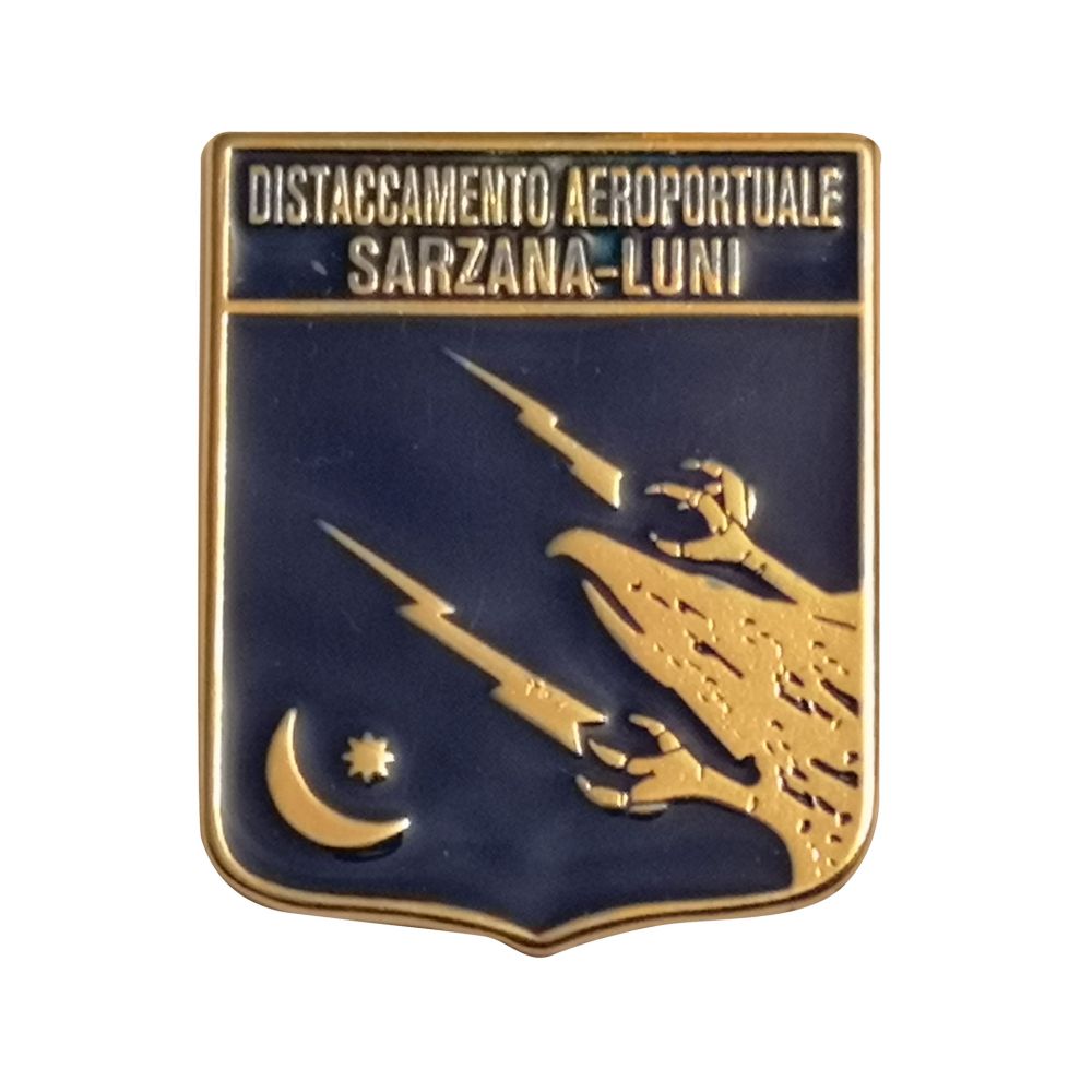 DISTINTIVO DA CAMICIA 32X38 MM IN METALLO DISTACCAM. AEROP. SARZANA-LUNI