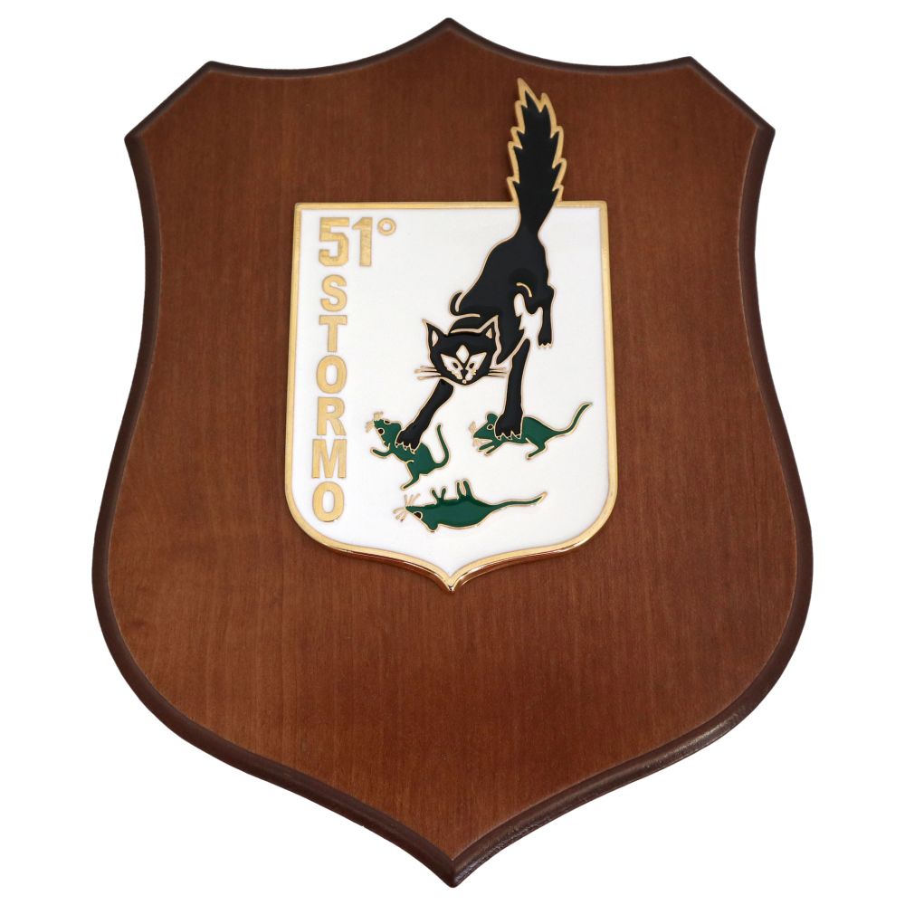 CREST IN METALLO SMALTATO BASE LEGNO 22,5X17,5CM 51 STORMO AERONAUTICA MILITARE