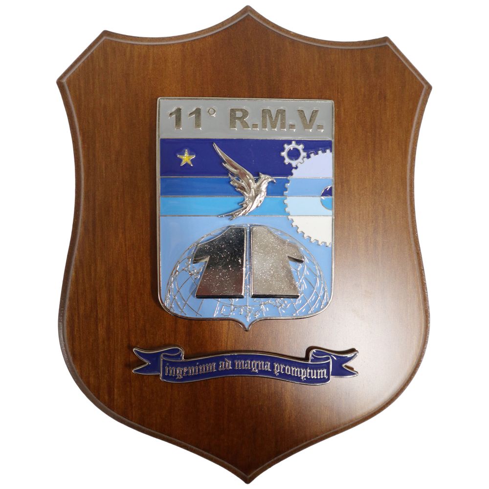 CREST IN METALLO SMALTATO BASE LEGNO 22,5X17,5CM11 R.M.V. AERONAUTICA MILITARE