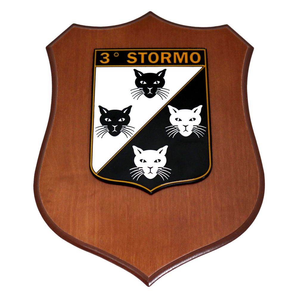 CREST IN METALLO SMALTATO BASE LEGNO 22,5X17,5CM 3 STORMO AERONAUTICA MILITARE