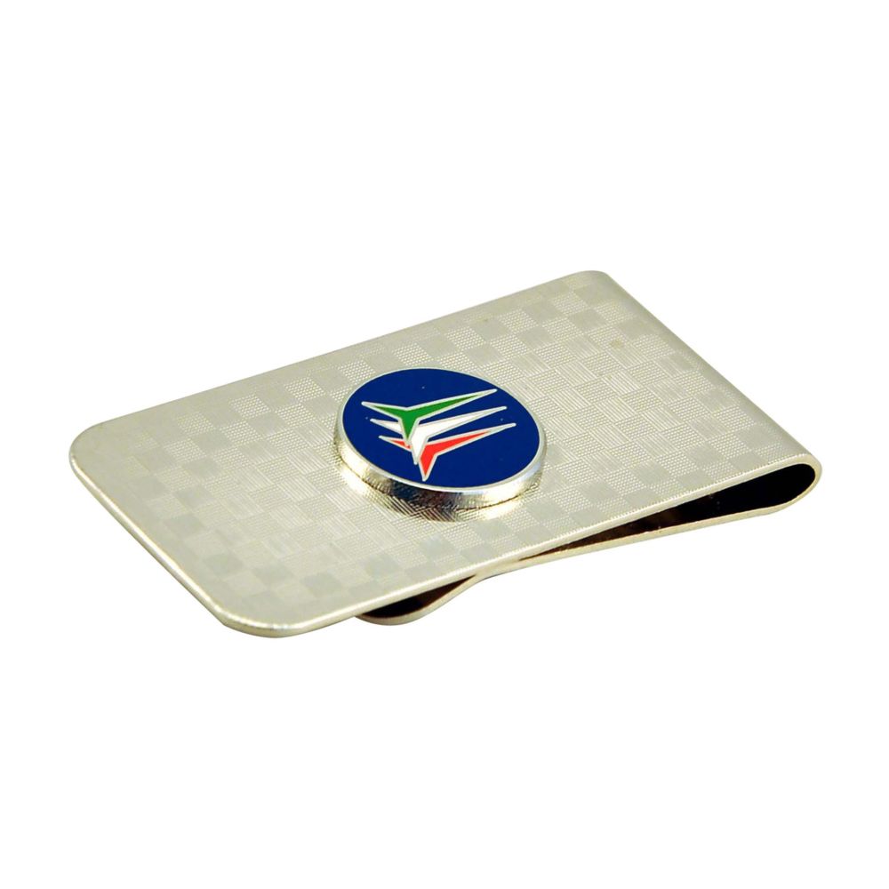 FERMASOLDI IN METALLO LOGO IN SMALTO LEVIGATO FRECCE TRICOLORI