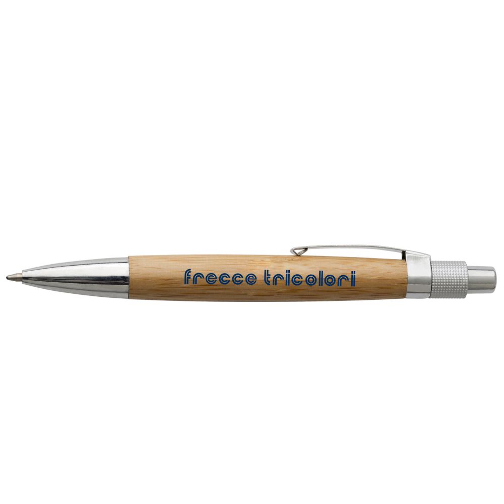 PENNA IN METALLO E BAMBOO, REFILL BLU, LOGO FRECCE TRICOLORI